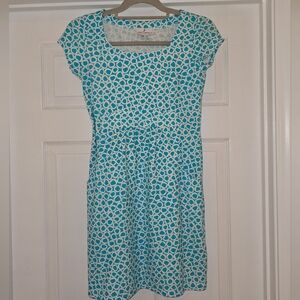 Jude Connally Turquoise & White Ring-Print Cap Sleeve Dress